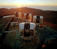 The VLT 8.2m telescopes Antu, Kueyen, Melipal, and Yepun (from back to front) at Cerro Paranal